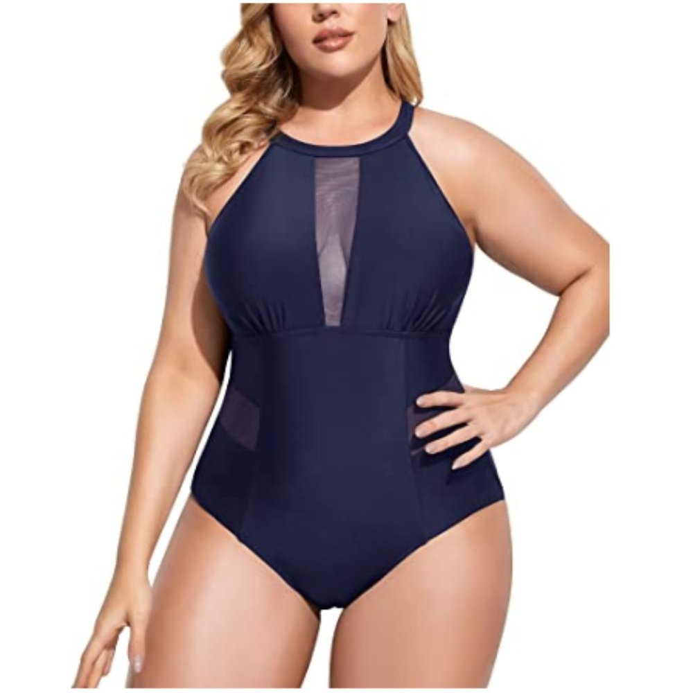 Daci Plus Size 1 pc Mesh Cutout Swimsuit